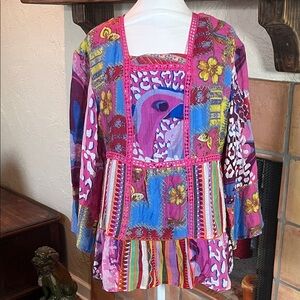 Calessa Fiesta patchwork print blouse, size M
